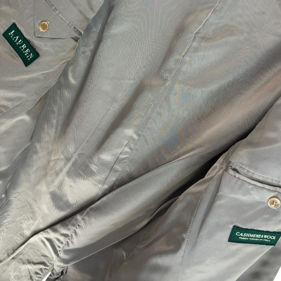 MENS LAUREN RALPH LAUREN CASHMERE & WOOL LONG BUTTON DOWN TRENCH COAT, TAN - Picture 6 of 15